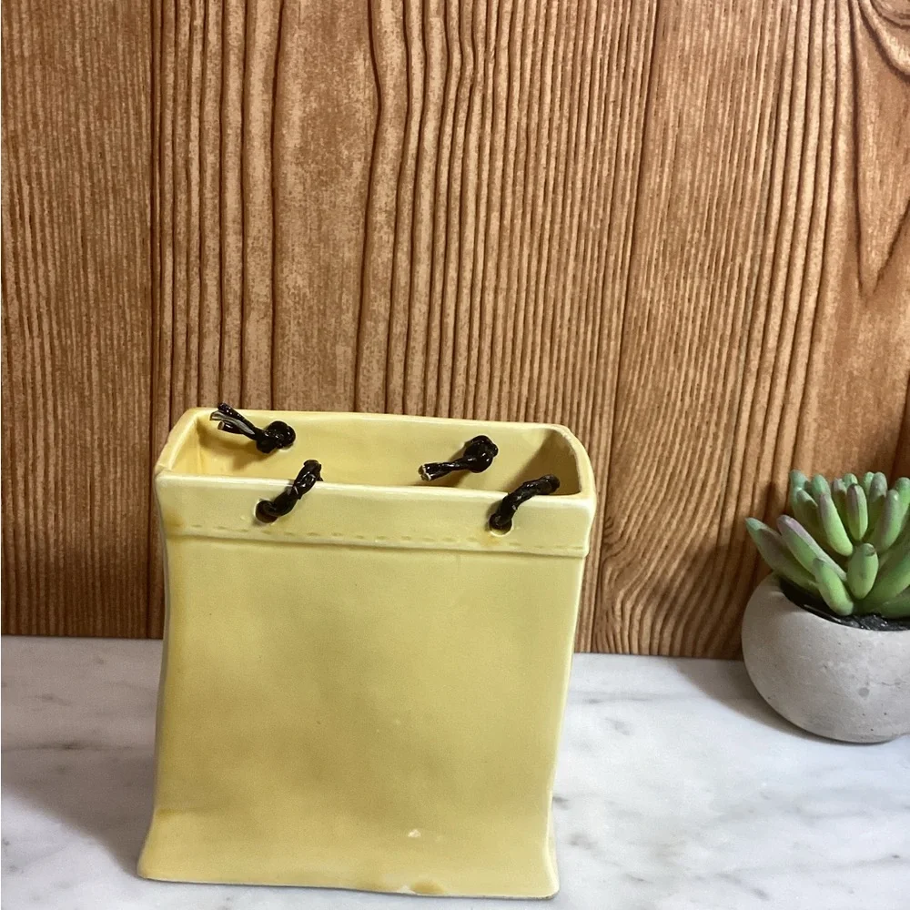 Vintage 1986 Lefton Ceramic Yellow Pumpkin Trick-or-Treat Bag